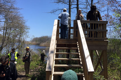 People on a lookout perch